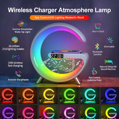 2023 New Intelligent G Shaped LED Lamp Bluetooth Speake Wireless Charger Atmosphere Lamp App Control For Bedroom Home Decor - GrandNonStop