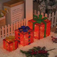 Lighted Up Outdoor Christmas Decorations Luminous Christmas Gift Box With Bow For Holiday Christmas Tree Home Yard Decor - GrandNonStop