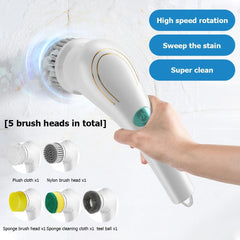 5-in-1Multifunctional Electric Cleaning Brush usb charging Bathroom Wash Brush Kitchen Cleaning Tool Dishwashing Brush Bathtub - GrandNonStop