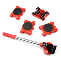 5 Pcs Furniture Moving Transport Roller Set Removal Lifting Moving Tool Set Wheel Bar Mover moving Heavy Stuffs Device Hand Tool - GrandNonStop