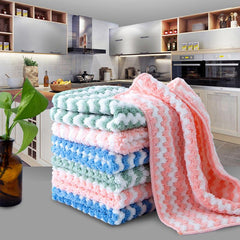 Efficient Kitchen Cleaning: Coral Velvet Absorbent Rag & Non-stick Oil Dish Towel - GrandNonStop