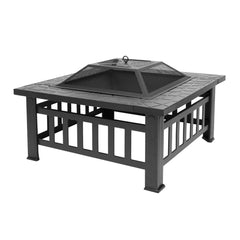 Portable Courtyard Metal Fire Pit with Accessories Black - GrandNonStop